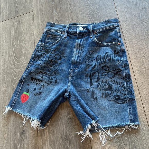 MOTHER Superior High-Waisted Smokin' Fray Shorts Never Enough Size 25 - Picture 4 of 13